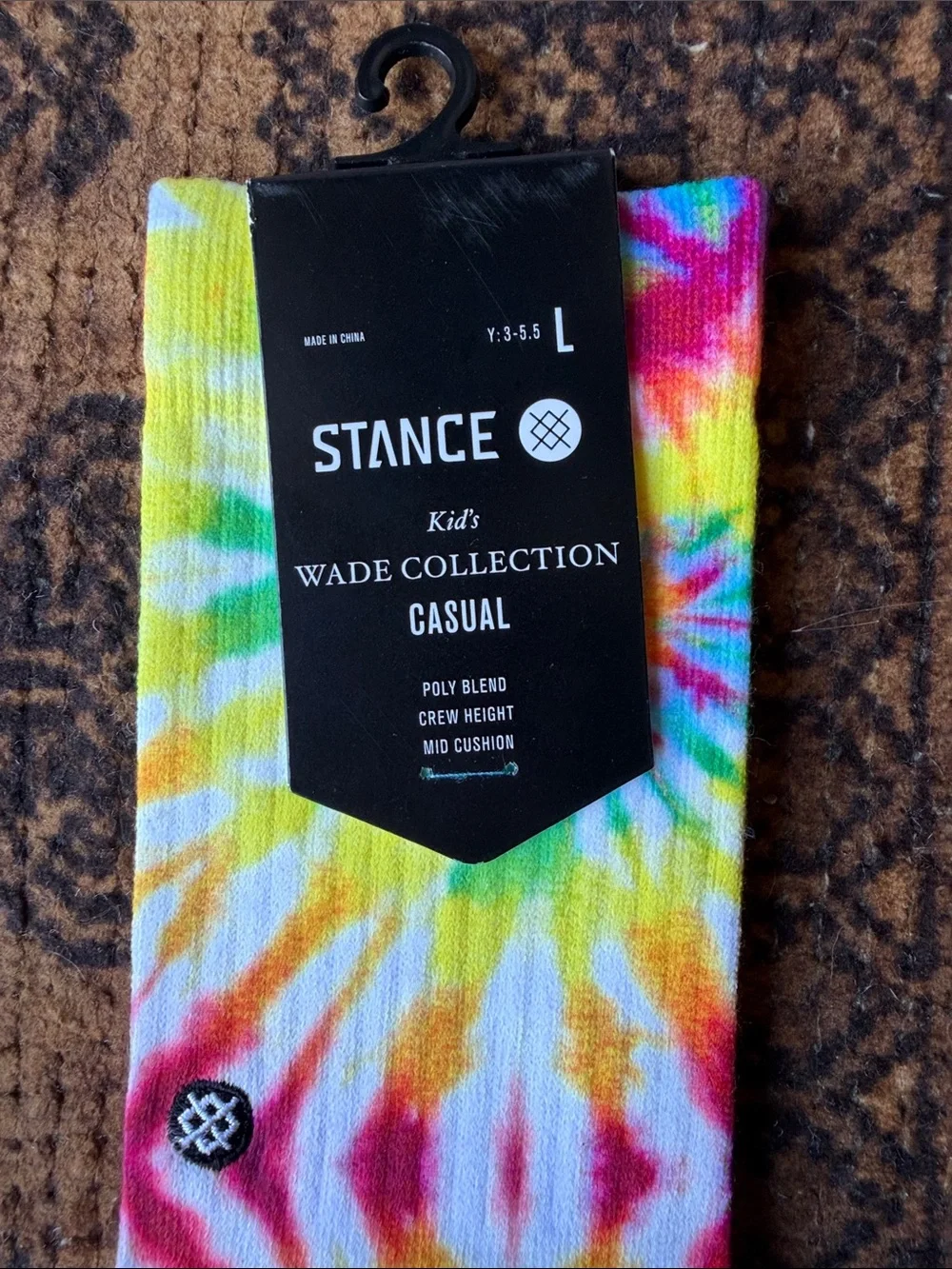 Stance Kid’s WADE COLLECTION Tie-Dye Crew Socks — Yellow, Blue, Pink, Green